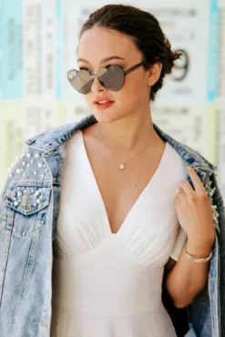 Haloed Pear Shaped Cubic Zirconia Pendant Necklace -Kelly Shop 10070835 PDP Crop JUNE21 1920x2880