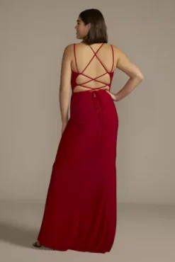 Ruched Panel Plunging Sheath Gown -Kelly Shop 12301W MRED PROM PROD1 148