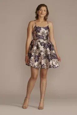 Floral Brocade Short A-Line Dress