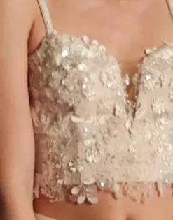 3D Floral Sweetheart Spaghetti Strap Separates Top 9 3D Floral Sweetheart Spaghetti Strap Separates Top -Kelly Shop 152140 SFTWHT NUDE SEPARATES