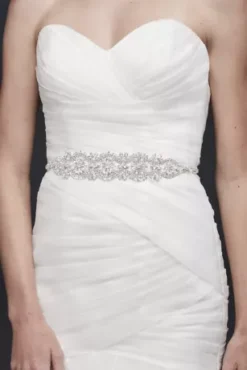 Graduated Pearl And Crystal Blossom Medallion Sash