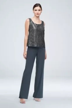 Long Lace Jacket Three-Piece Plus Size Pantsuit -Kelly Shop 1993 MCHARCOAL MOB PROD7 074