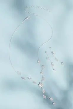 Floral Scroll Design Necklace And Earring Set