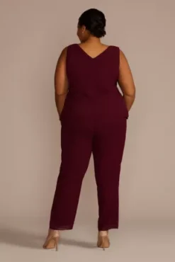 Plus Size Three-Piece Tiered Chiffon Pantsuit -Kelly Shop 27854 20MBURGUNDY MOB PROD9 1542