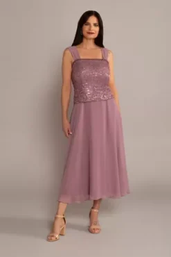 Tea-Length Lace And Chiffon A-Line Jacket Dress -Kelly Shop 28556 DEEPROSE MOB PROD5 3802