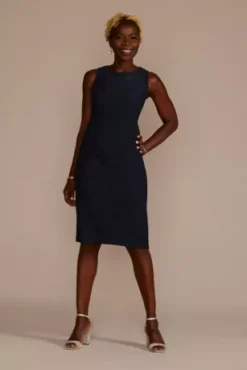 Embellished Textured Knit Jacket Sheath Dress -Kelly Shop 28802 NAVY MOB PROD10 1988