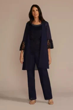 Three-Piece Georgette Lace Pantsuit