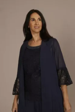 Three-Piece Georgette Lace Pantsuit 9 Three-Piece Georgette Lace Pantsuit -Kelly Shop 28899 MNAVY MOB PROD7 1146