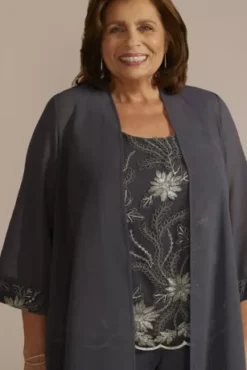 Three Piece Georgette Duster Pantsuit Set -Kelly Shop 29180W SLATE MOB PROD2 121