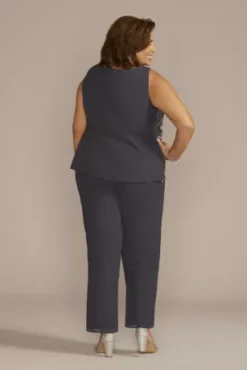 Three Piece Georgette Duster Pantsuit Set -Kelly Shop 29180W SLATE MOB PROD2 175