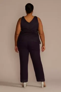 Plus Size Three Piece Georgette Lace Pantsuit 8 Plus Size Three Piece Georgette Lace Pantsuit -Kelly Shop 29899DB MEGGPLANT MOB PROD9 3843