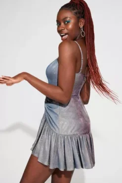 Short Square Neck Metallic Asymmetrical Dress -Kelly Shop 3173BN 2 PDP Crop MAR15 1920x2880