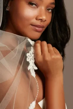 Floral Applique And Bead Scalloped Cathedral Veil -Kelly Shop 334L MIVORY VLS OM PROD11 055