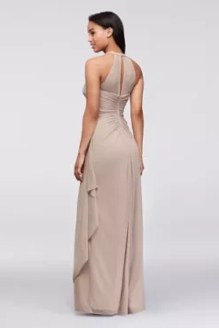 Sleeveless Long Mesh Dress With Illusion Neckline 7 Sleeveless Long Mesh Dress With Illusion Neckline -Kelly Shop 4XLF15662 BISCOTTI BM PROD4 V2 067