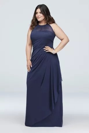 Sleeveless Long Mesh Dress With Illusion Neckline 5 Sleeveless Long Mesh Dress With Illusion Neckline - Image 5