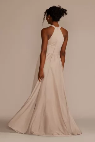 High-Neck Mesh Bridesmaid Dress With Full Skirt 2 High-Neck Mesh Bridesmaid Dress With Full Skirt - Image 2