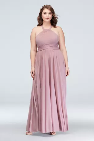 High-Neck Mesh Bridesmaid Dress With Full Skirt 4 High-Neck Mesh Bridesmaid Dress With Full Skirt - Image 4