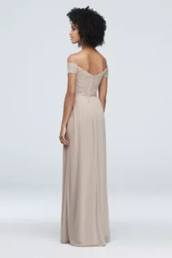Off-the-Shoulder Lace And Mesh Bridesmaid Dress -Kelly Shop 4XLF19950 BISCOTTI BM PROD8 066