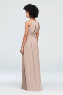 High-Neck Chiffon Bridesmaid Dress With Keyhole -Kelly Shop 4XLF19953 BISCOTTI BM PROD8 085