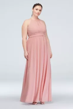 High-Neck Chiffon Bridesmaid Dress With Keyhole -Kelly Shop 4XLF19953 ZZZ1