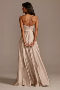 One Shoulder Satin A-Line Long Bridesmaid Dress -Kelly Shop 4XLF20135 BISCOTTI BM PROD3 106 back2
