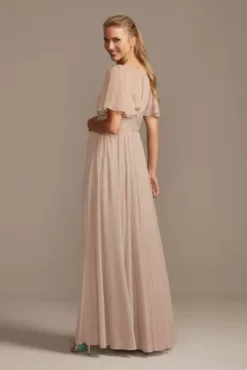 Flutter Sleeve Mesh Maternity Bridesmaid Dress -Kelly Shop 4XLF20167 BISCOTTI BM PROD10 133