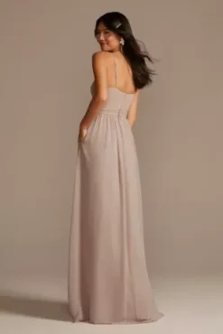 Chiffon Spaghetti Strap Ruffle Bridesmaid Dress -Kelly Shop 4XLF20480 BISCOTTI BM PROD9 080