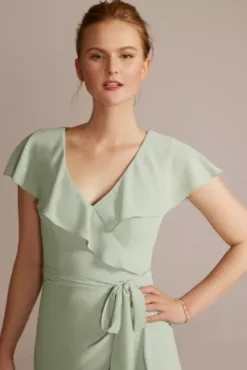 Chiffon High-Low Ruffle Bridesmaid Dress -Kelly Shop 4XLF20511 DUSTYSAGE BM PROD11 162 detail