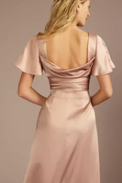 Short Sleeve Stretch Charmeuse Bridesmaid Dress -Kelly Shop 4XLF20628 SAND BM PROD3 aaaa