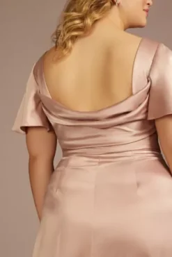 Short Sleeve Stretch Charmeuse Bridesmaid Dress -Kelly Shop 4XLF20628 SAND BM PROD3 aaaaa