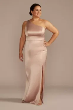 Stretch Satin One-Shoulder Sheath Bridesmaid Dress -Kelly Shop 4XLF20639 SAND BM PROD3 a