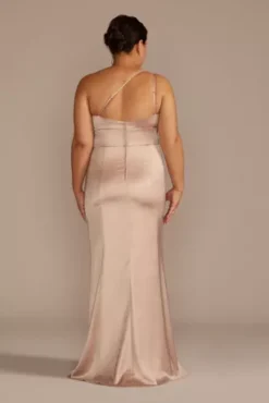 Stretch Satin One-Shoulder Sheath Bridesmaid Dress -Kelly Shop 4XLF20639 SAND BM PROD3 aa