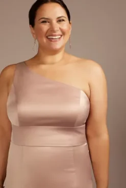 Stretch Satin One-Shoulder Sheath Bridesmaid Dress -Kelly Shop 4XLF20639 SAND BM PROD3 aaa