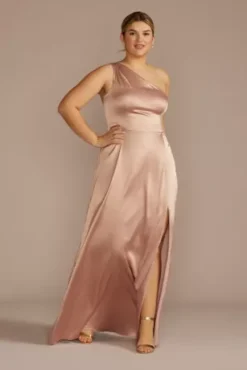 Stretch Charmeuse One-Shoulder Bridesmaid Dress 9 Stretch Charmeuse One-Shoulder Bridesmaid Dress -Kelly Shop 4XLF20683 SAND BM PROD3 a