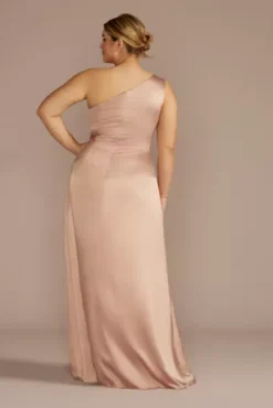 Stretch Charmeuse One-Shoulder Bridesmaid Dress 10 Stretch Charmeuse One-Shoulder Bridesmaid Dress -Kelly Shop 4XLF20683 SAND BM PROD3 aa