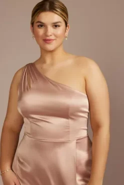 Stretch Charmeuse One-Shoulder Bridesmaid Dress 11 Stretch Charmeuse One-Shoulder Bridesmaid Dress -Kelly Shop 4XLF20683 SAND BM PROD3 aaa
