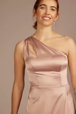 Stretch Charmeuse One-Shoulder Bridesmaid Dress 8 Stretch Charmeuse One-Shoulder Bridesmaid Dress -Kelly Shop 4XLF20683 SAND BM PROD3 detail