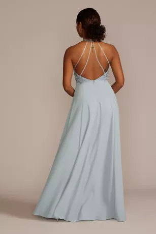 Halter Lace And Georgette Bridesmaid Dress 4 Halter Lace And Georgette Bridesmaid Dress - Image 4