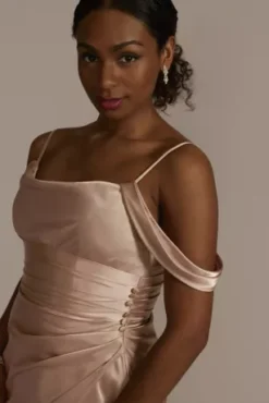 Charmeuse Cowl Bridesmaid Dress With Swag Sleeves -Kelly Shop 4XLGS290112 SAND BM PROD3 108 detail