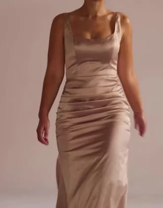 Stretch Satin Tank Bridesmaid Dress With Train 4 Stretch Satin Tank Bridesmaid Dress With Train - Image 4