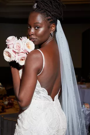 Glitter Tulle Lace Mermaid Wedding Dress 6 Glitter Tulle Lace Mermaid Wedding Dress - Image 6