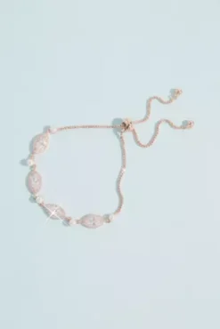 Alternating Faux Pearl And Crystal Chain Bracelet