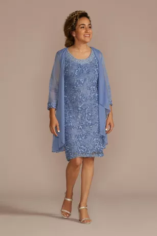 Floral Lace Short Tank Dress With Chiffon Jacket 1 Floral Lace Short Tank Dress With Chiffon Jacket