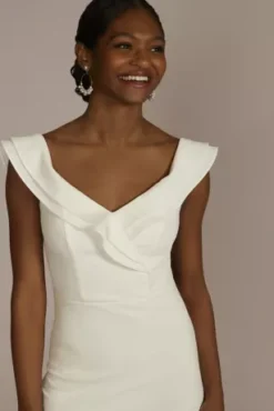 Short Ruffled Stretch Crepe Dress -Kelly Shop 7711UZ7A MIVORY PARTY PROD2 062