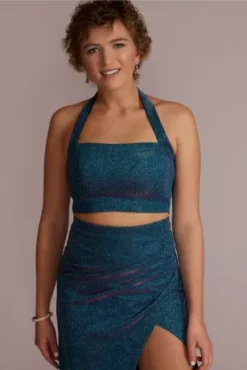 Metallic Glitter Two-Piece Set With Slit Skirt -Kelly Shop 7961XZ6ATP MNAVYPINK PROM PROD1 076