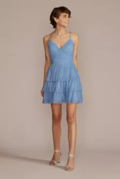 V-Neck Tiered Ruffle Mini Dress