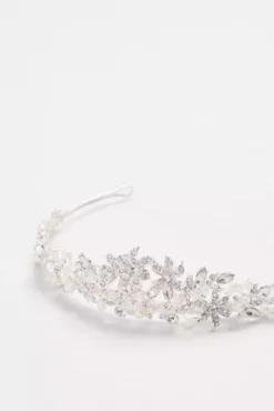 Crystal And Pearl Floral Tiara -Kelly Shop 835 MSILVER HP PROD7 003