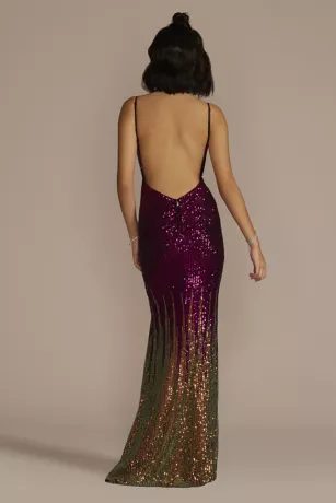 Floor Length Ombre Stretch Sequin Sheath 2 Floor Length Ombre Stretch Sequin Sheath - Image 2