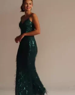 Long Sequin Fringe V-Neck Sheath Dress 9 Long Sequin Fringe V-Neck Sheath Dress -Kelly Shop 8786DQ1J Juniper 2