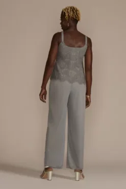 Sequin Lace Three-Quarter Sleeve Chiffon Pantsuit -Kelly Shop 9846DB SILVER MOB PROD10 3501